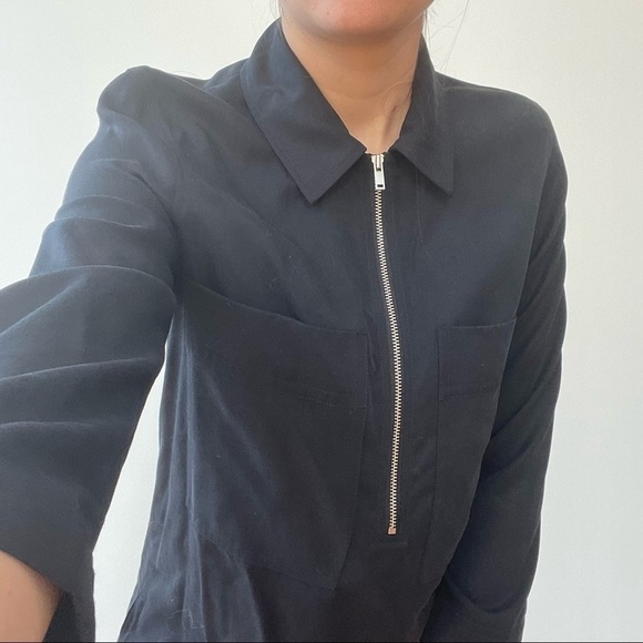 NWT  COS NAVY ZIP FRONT BLOUSE - 2 - Picture 1 of 11